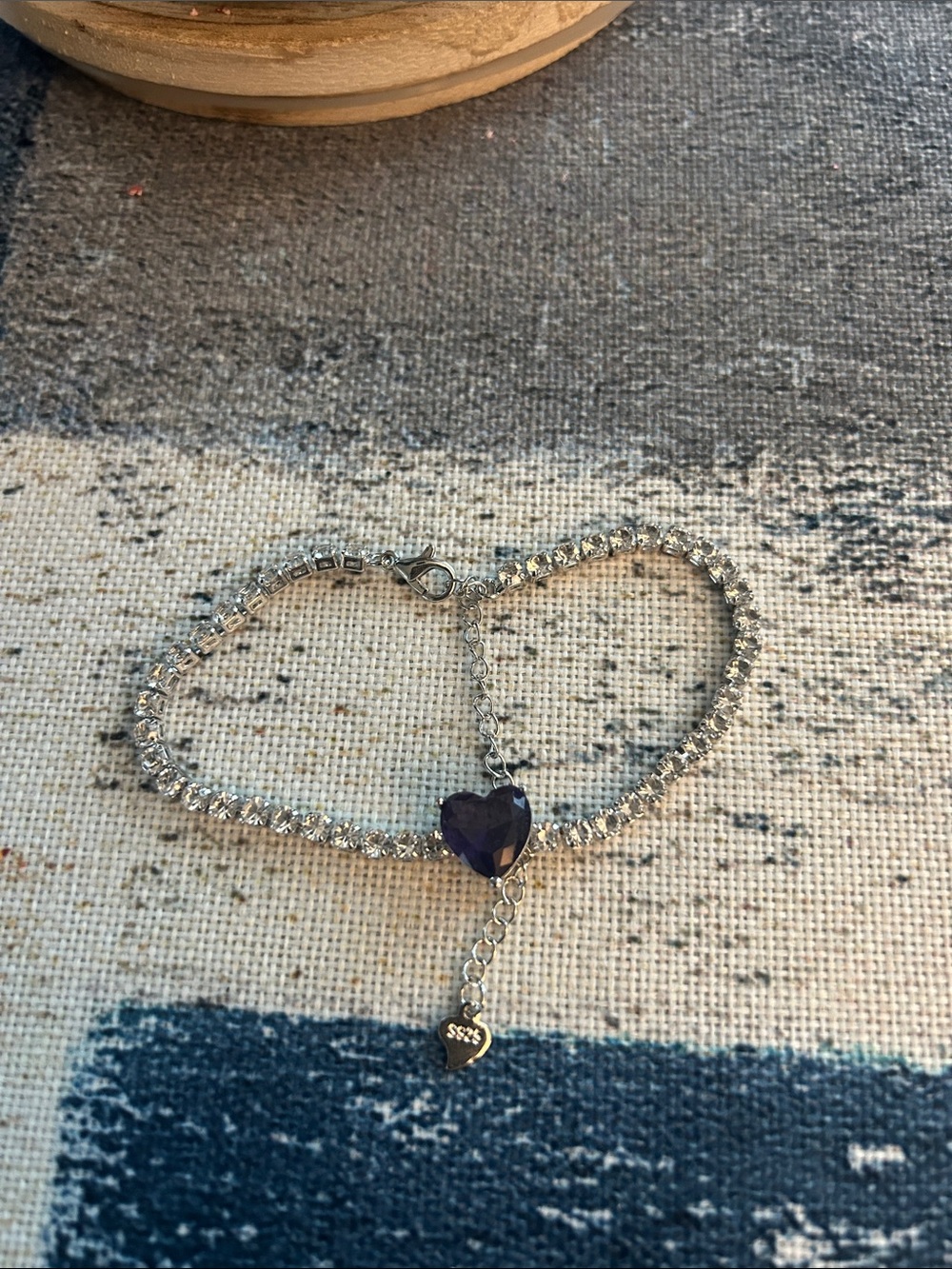 Silver-Tone Bracelet with Purple Heart Pendant.  Bundle 3 for $30